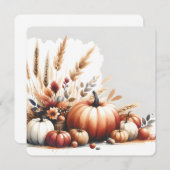 Fall Pumpkins and Wheat Autumn Illustration Einladung (Vorne/Hinten)