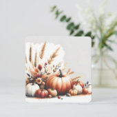 Fall Pumpkins and Wheat Autumn Illustration Einladung (Stehend Vorderseite)