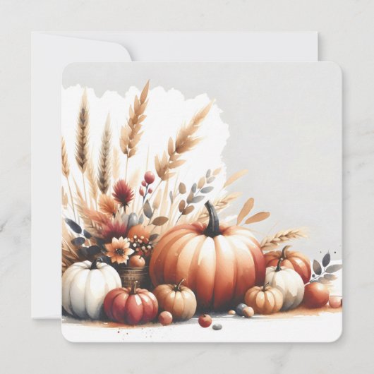 Fall Pumpkins and Wheat Autumn Illustration Einladung (Vorderseite)