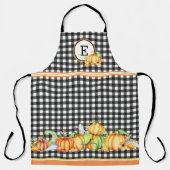 Fall Pumpkins auf Black Gingham Mit Monogramm Schürze (Vorderseite)