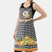Fall Pumpkins auf Black Gingham Mit Monogramm Schürze (InSitu)