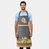 Fall Pumpkins auf Black Gingham Mit Monogramm Schürze (Getragen)