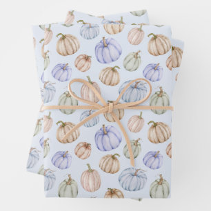 Fall Pumpkins auf Blue Geschenkpapier Set