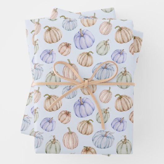 Fall Pumpkins auf Blue Geschenkpapier Set (Beispiel)