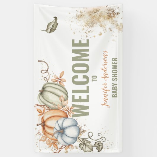 Fall Pumpkins Baby Dusche Banner (Vertikal)