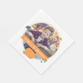 Fall Pumpkins & Blätter Foto Geburtstagsparty Serviette (Ecke)