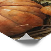 Fall Pumpkins Blätter Rustikaler Erntedank Poster (Ecke)