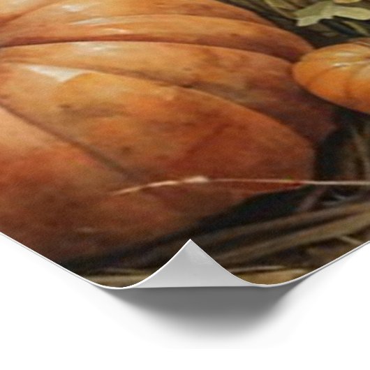 Fall Pumpkins Blätter Rustikaler Erntedank Poster (Ecke)