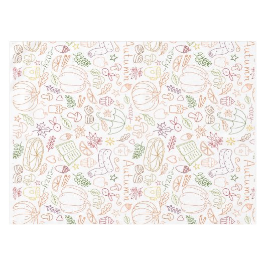 Fall Pumpkins, Blätter & Warm Vibes Tischdecke (Vorderseite (Horizontal))