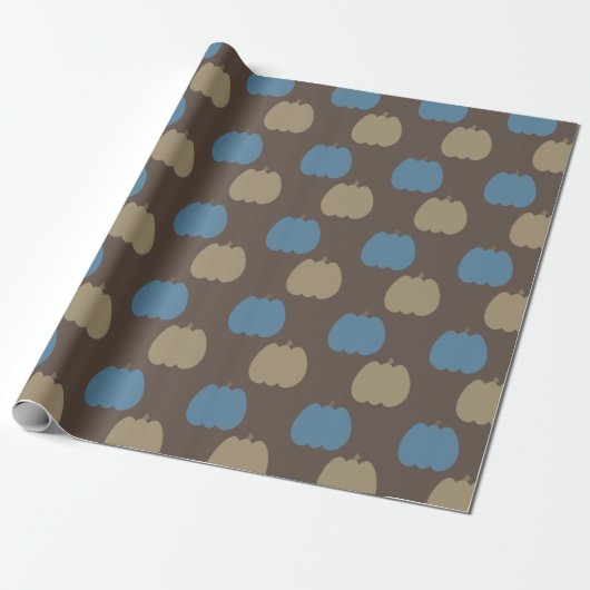 Fall Pumpkins Blue Beige Boho Geschenkpapier (Ungerollt)