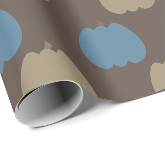 Fall Pumpkins Blue Beige Boho Geschenkpapier (Rolleneckpunkt)