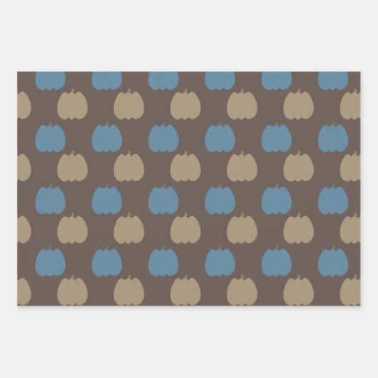 Fall Pumpkins Blue Beige Boho Geschenkpapier Set (Vorderseite 3)
