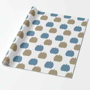 Fall Pumpkins Blue Beige Geschenkpapier
