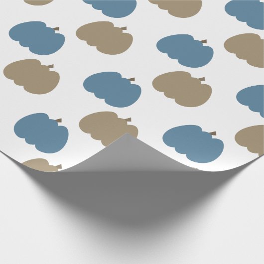 Fall Pumpkins Blue Beige Geschenkpapier (Ecke)