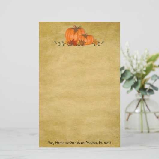 Fall Pumpkins Custom Stationery Briefpapier (Stehend Vorderseite)