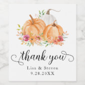 Fall Pumpkins Danke Hochzeit Weinetikett (Einzelnes Label)