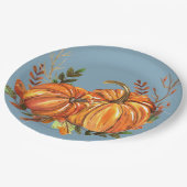 Fall Pumpkins Dusty Blue Pappteller (Schrägansicht)