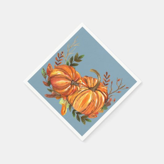 Fall Pumpkins Dusty Blue Serviette (Ecke)