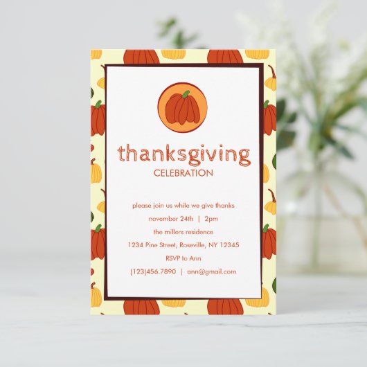 Fall Pumpkins: Einladung von Erntedank nach Maß (Stehend Vorderseite)