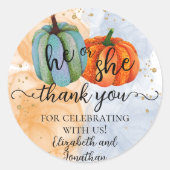 Fall Pumpkins Er oder sie Geschlecht Offenbarung V Runder Aufkleber (Vorderseite)