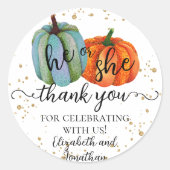 Fall Pumpkins Er oder sie Geschlecht Offenbarung V Runder Aufkleber (Vorderseite)