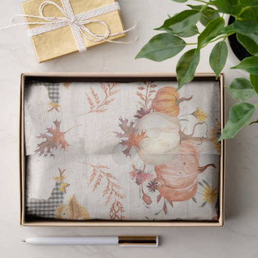 Fall Pumpkins ernten Herbstleaf Rustikale Dekoupag Seidenpapier (Geschenk)