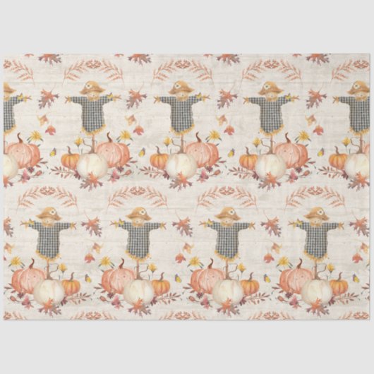Fall Pumpkins ernten Herbstleaf Rustikale Dekoupag Seidenpapier (Vorderseite)