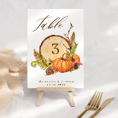 Fall Pumpkins Ferns & Wood Slice Skript Hochzeit Tischnummer
