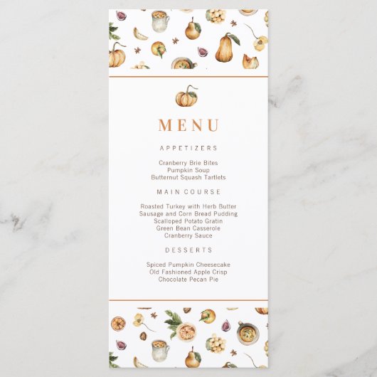 Fall Pumpkins Friendsgiving-Erntedank Menükarte (Vorderseite)