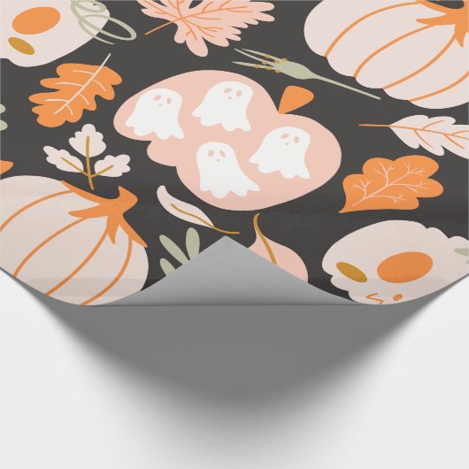 Fall Pumpkins Ghost Skeletter Wrapping Paper Geschenkpapier (Ecke)