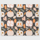 Fall Pumpkins Ghost Skeletter Wrapping Paper Geschenkpapier (Flach)