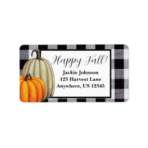 Fall Pumpkins Gingham Kariert Happy Fall Address Adressaufkleber