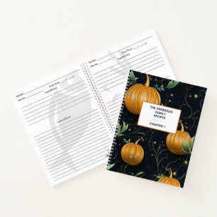 Fall Pumpkins Glitzern Design Familienrezeptbuch Notizblock