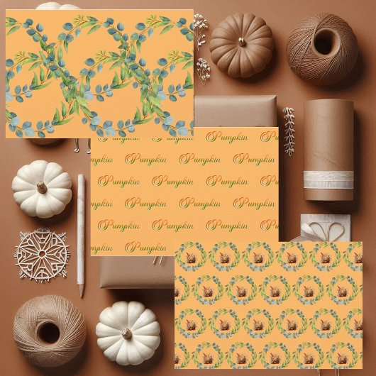 Fall Pumpkins Greenery Fall wreath Autumn Foliage  Geschenkpapier Set