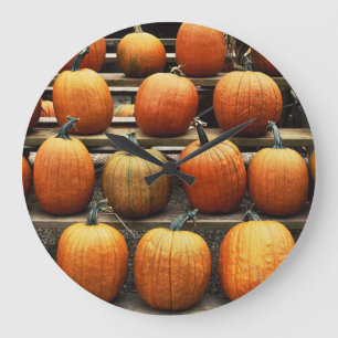 Fall pumpkins große wanduhr