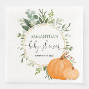 Fall Pumpkins Grüne Goldene Eukalyptus Babydusche Serviette