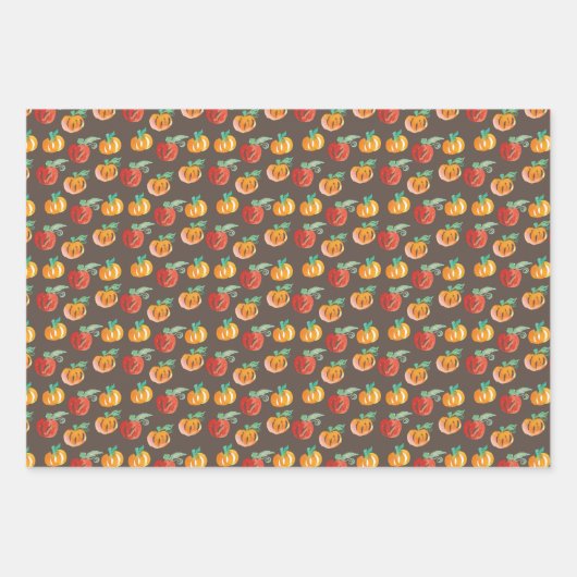 Fall Pumpkins Hand gestrichen Orange Green Geschenkpapier Set (Vorderseite 3)