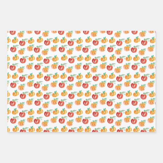 Fall Pumpkins Hand gestrichen Orange Green Geschenkpapier Set (Vorderseite)