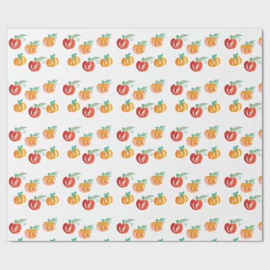 Fall Pumpkins Hand gestrichen Orange Wrapping Pape Geschenkpapier (Flach)