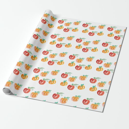 Fall Pumpkins Hand gestrichen Orange Wrapping Pape Geschenkpapier (Ungerollt)
