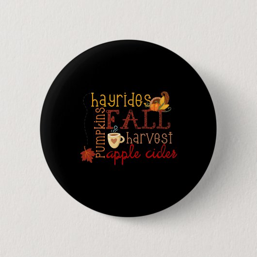 Fall Pumpkins Hayrides Harvest Apples Ciders Autum Button (Vorderseite)