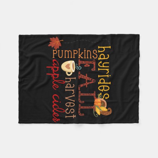 Fall Pumpkins Hayrides Harvest Apples Ciders Autum Fleecedecke (Vorderseite (Horizontal))