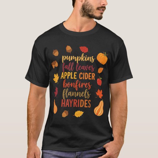 Fall Pumpkins Herbst Blätter Apple Apfelwein Bonfi T-Shirt (Vorderseite)