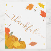 Fall Pumpkins & Leaf Erntedank Dinner Dankbar Weinetikett (Einzelnes Label)