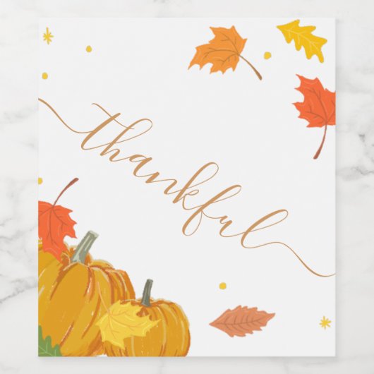 Fall Pumpkins & Leaf Erntedank Dinner Dankbar Weinetikett (Einzelnes Label)