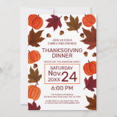 Fall Pumpkins Maple Blätter Wasserfarbe Erntedank Einladung (Vorderseite)