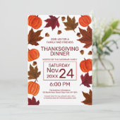 Fall Pumpkins Maple Blätter Wasserfarbe Erntedank Einladung (Stehend Vorderseite)