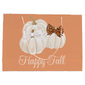 Fall Pumpkins Niedlich Happy Fall Leopard Druck Große Geschenktüte (Rückseite)