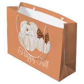 Fall Pumpkins Niedlich Happy Fall Leopard Druck Große Geschenktüte (Rückseite Schrägansicht)