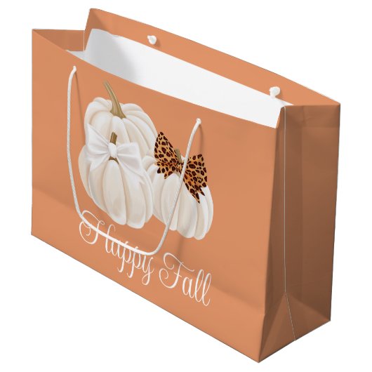 Fall Pumpkins Niedlich Happy Fall Leopard Druck Große Geschenktüte (Vorderseite Schrägansicht)